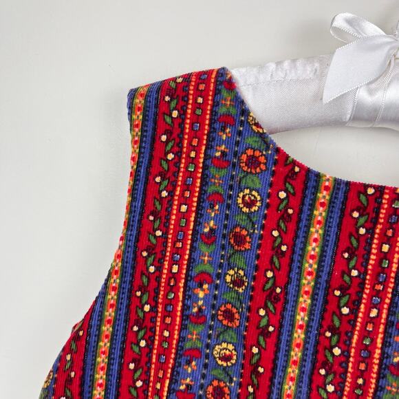 Vintage Red and Blue Striped Kids Dress - Picture 2 of 8